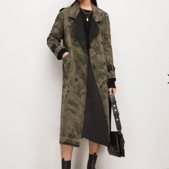 Allsaints camouflage denim trenchcoat